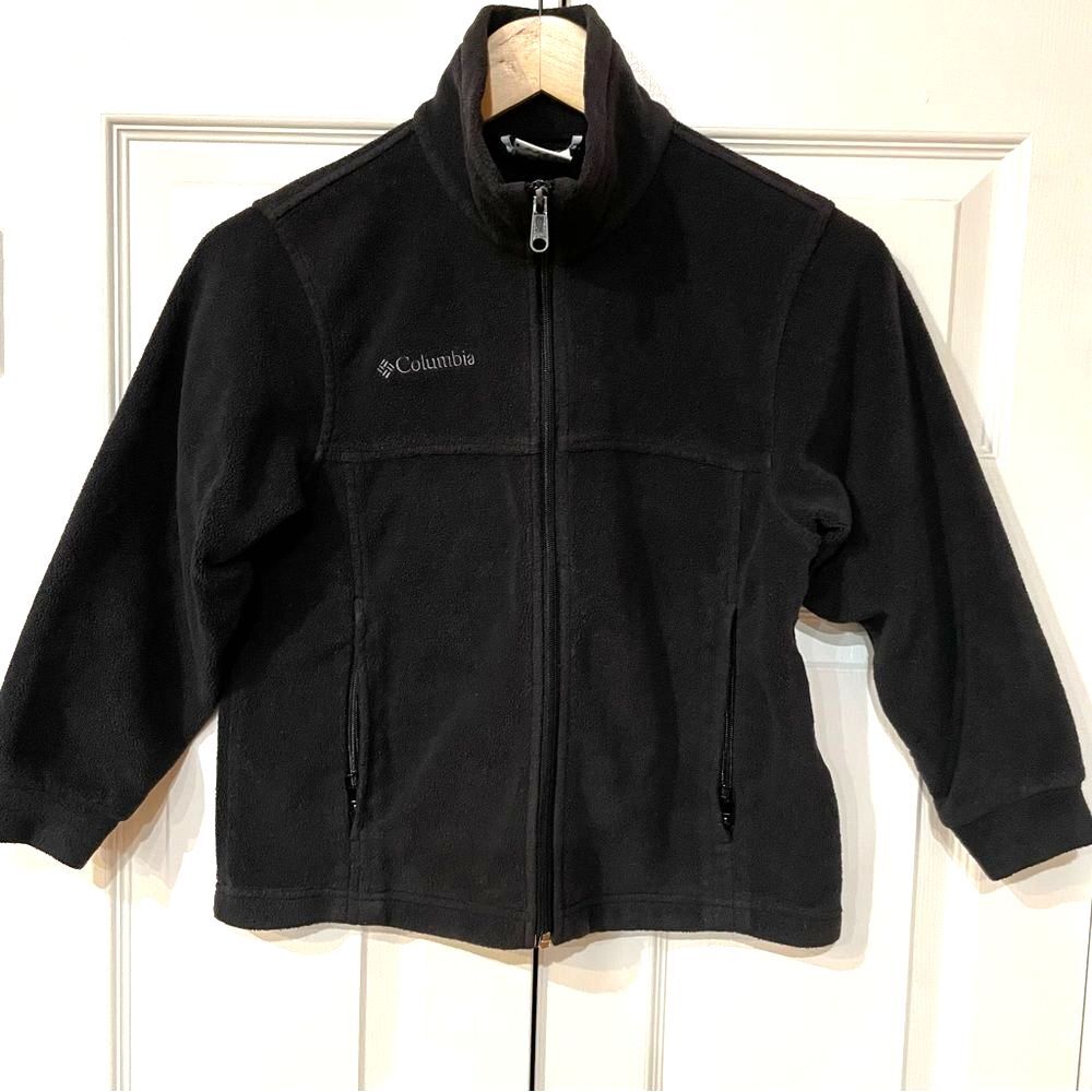 Columbia Fleece Jacket Zipper Closure Adjustable Waist Black Kids Unisex Size 8